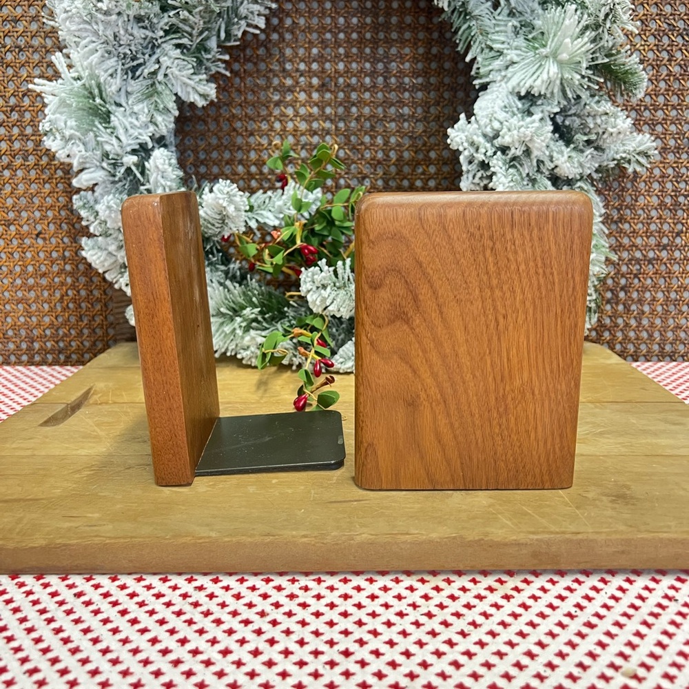 Vintage heartwood bookends wood mid century decor